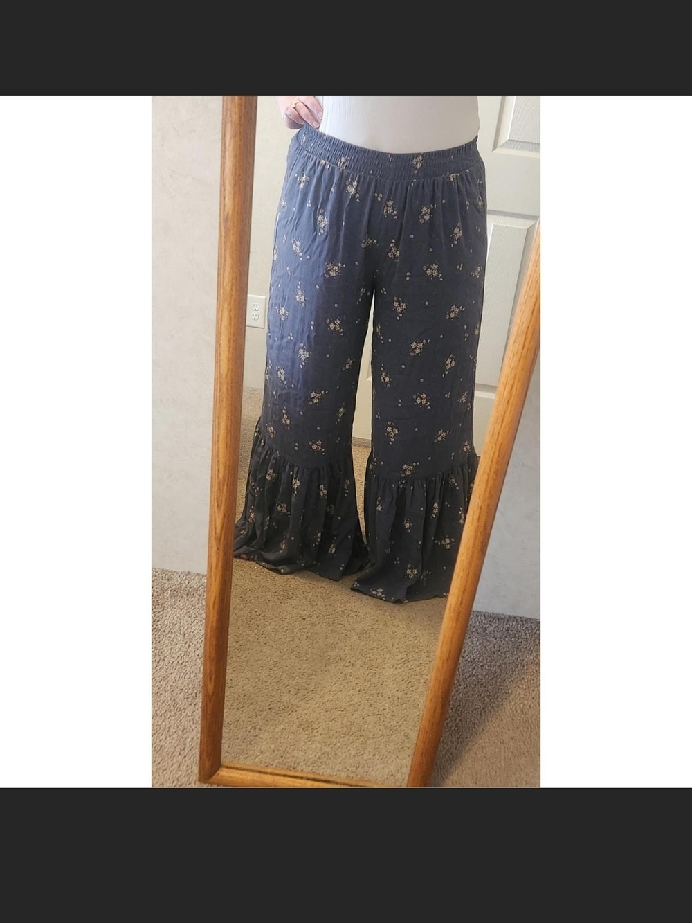 Torrid Festi Navy Floral Ruffle-Hem Wide Leg Pants